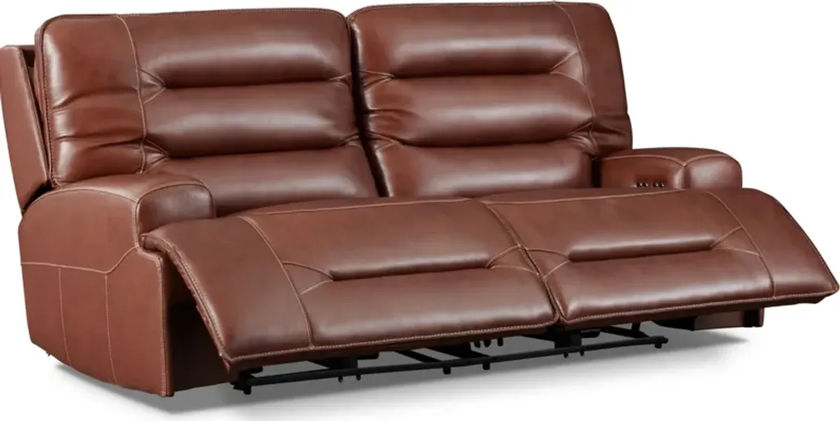 Preston Dual-Power Reclining Sofa and Recliner Set - Caramel