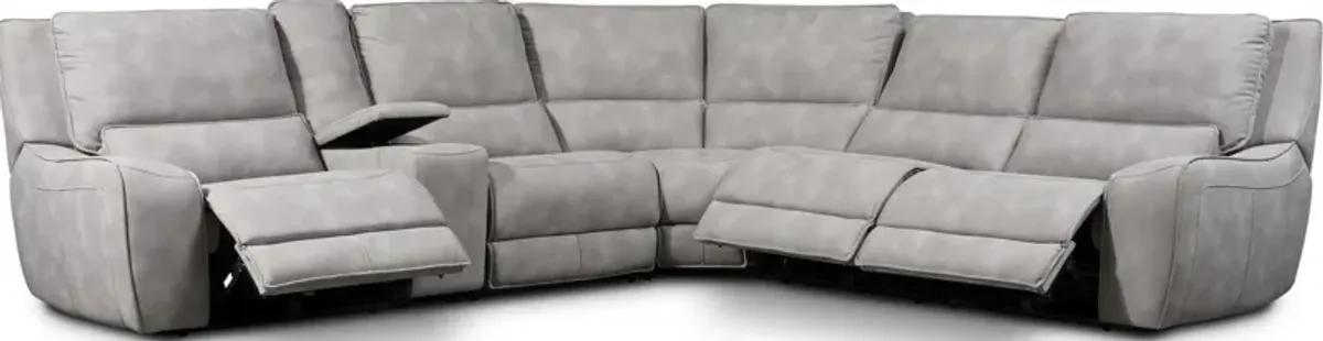 Holden 6-Piece Dual-Power Reclining Sectional with 3 Reclining Seats - Stone