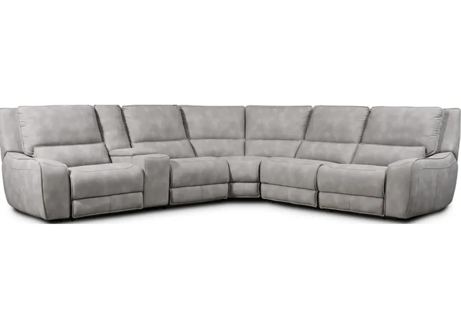 Holden 6-Piece Dual-Power Reclining Sectional with 3 Reclining Seats - Stone