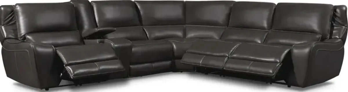 Holden 6-Piece Dual-Power Reclining Sectional with 3 Reclining Seats - Gray