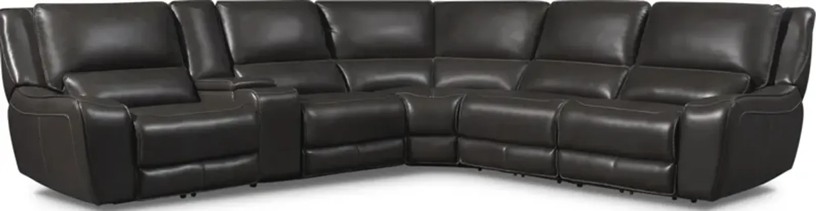 Holden 6-Piece Dual-Power Reclining Sectional with 3 Reclining Seats - Gray