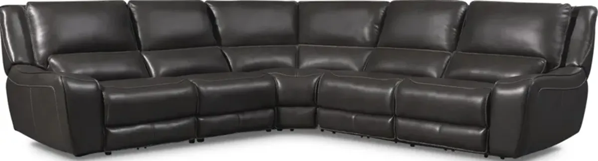 Holden 5-Piece Dual-Power Reclining Sectional with 3 Reclining Seats - Gray