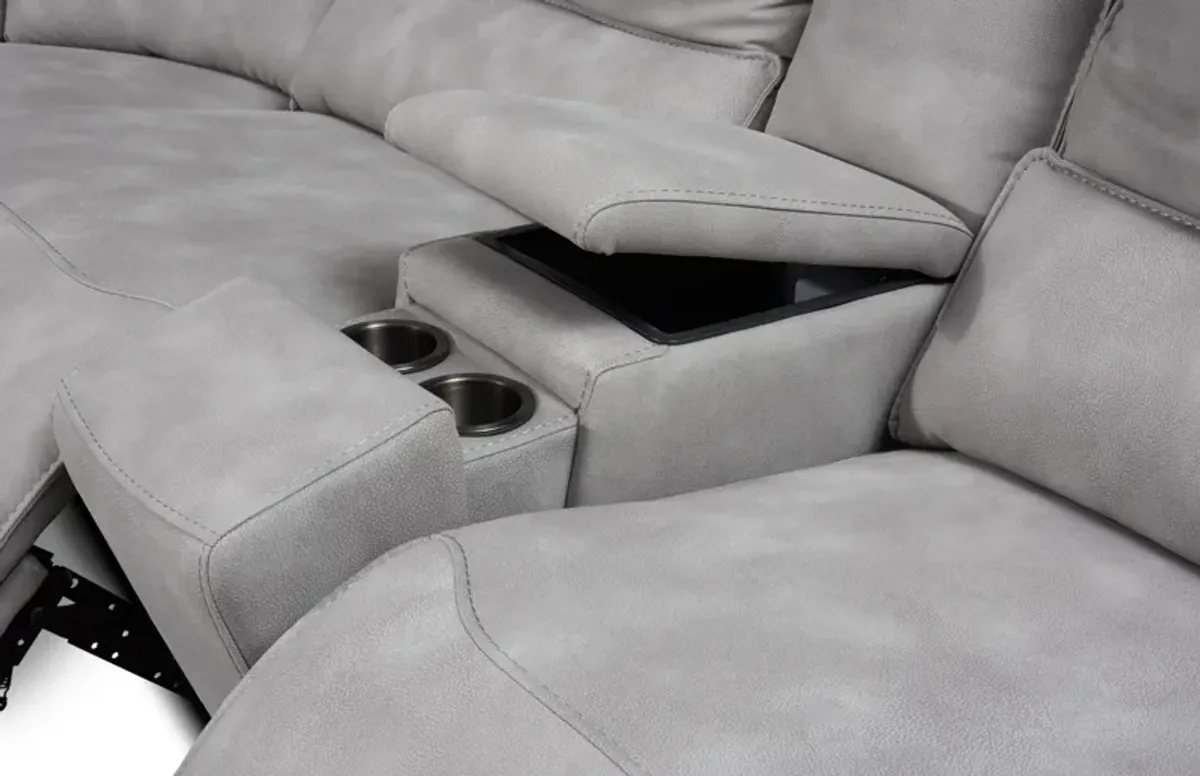 Holden 7-Piece Dual-Power Reclining Sectional with 3 Reclining Seats - Stone