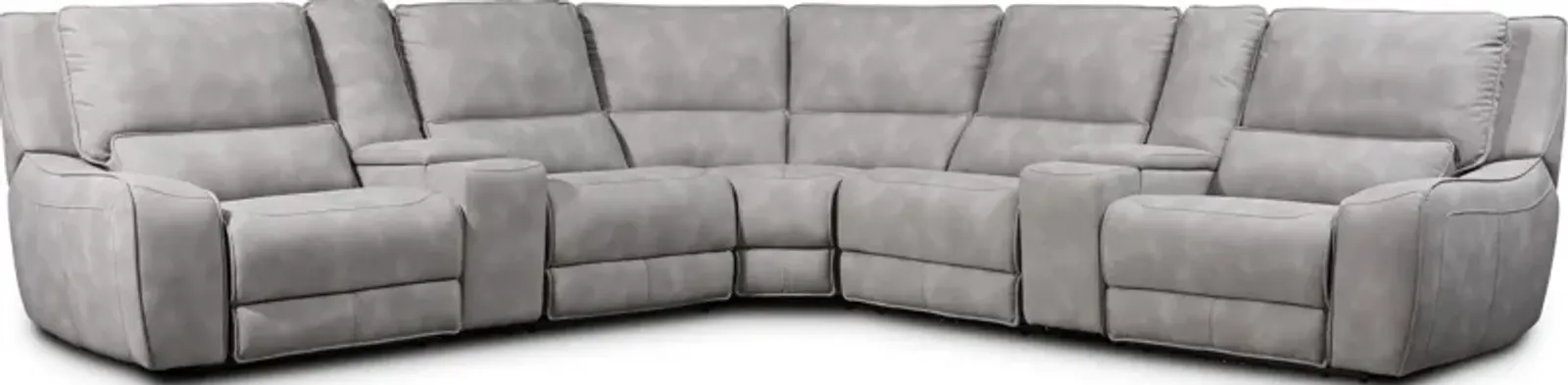 Holden 7-Piece Dual-Power Reclining Sectional with 3 Reclining Seats - Stone