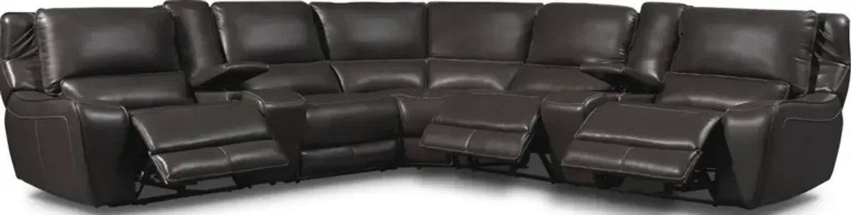 Holden 7-Piece Dual-Power Reclining Sectional with 3 Reclining Seats - Gray