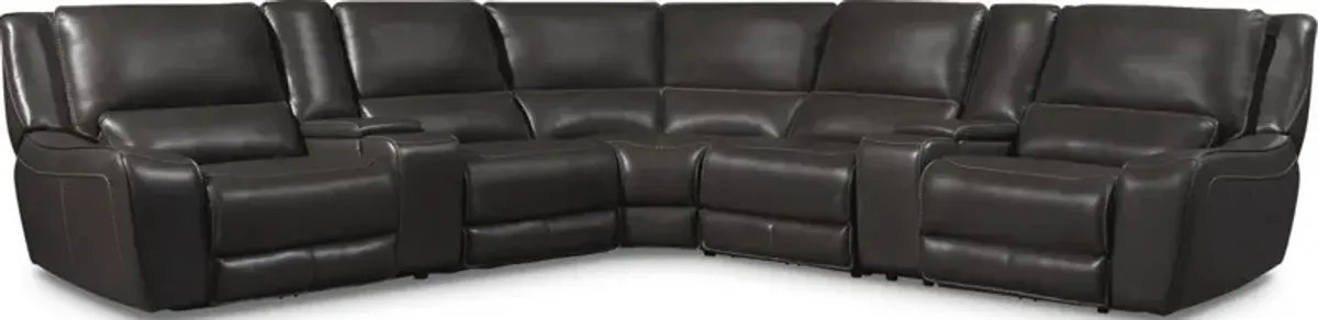 Holden 7-Piece Dual-Power Reclining Sectional with 3 Reclining Seats - Gray