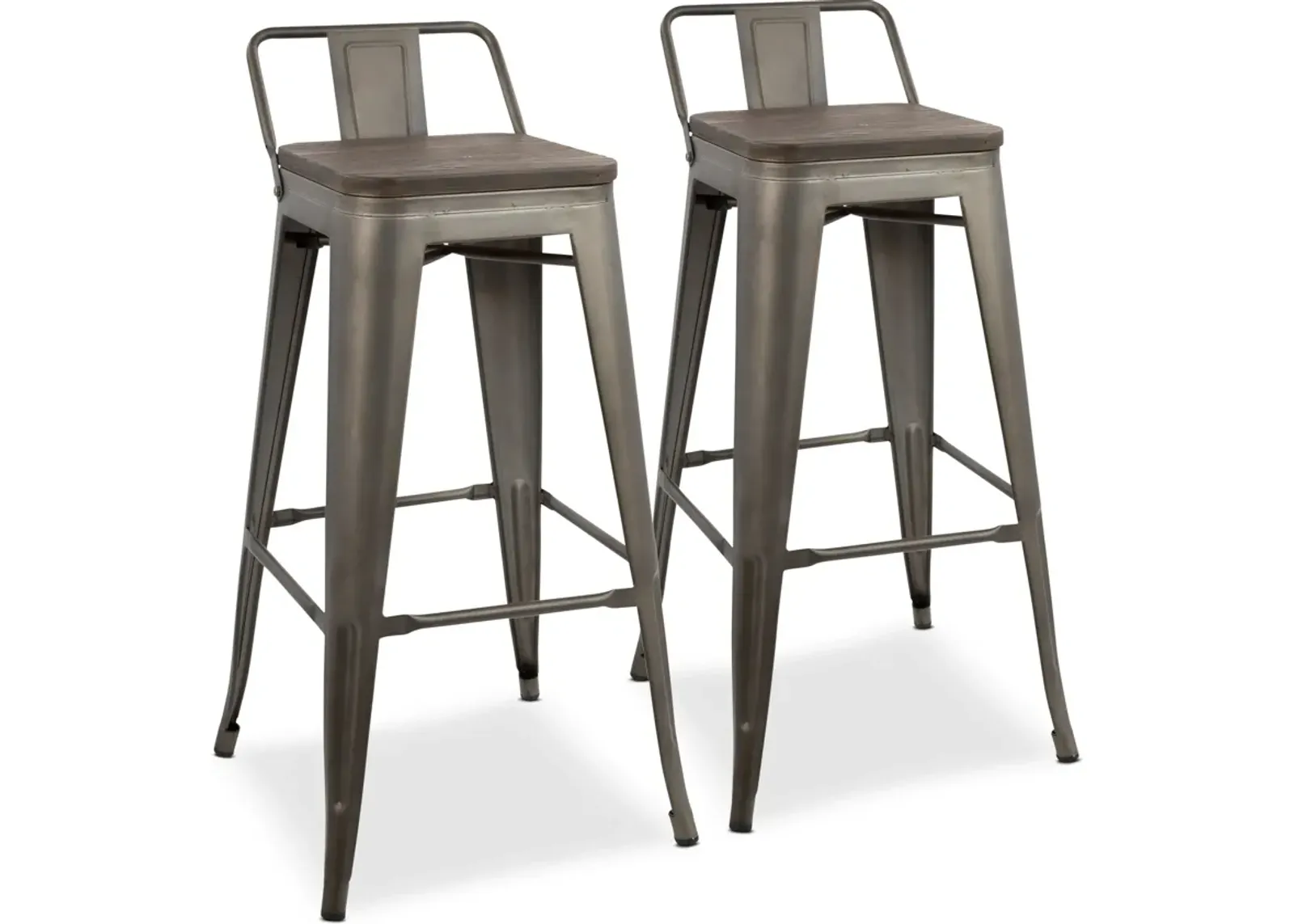 Dax Set of 2 Low Back Bar Stools - Antique Gray