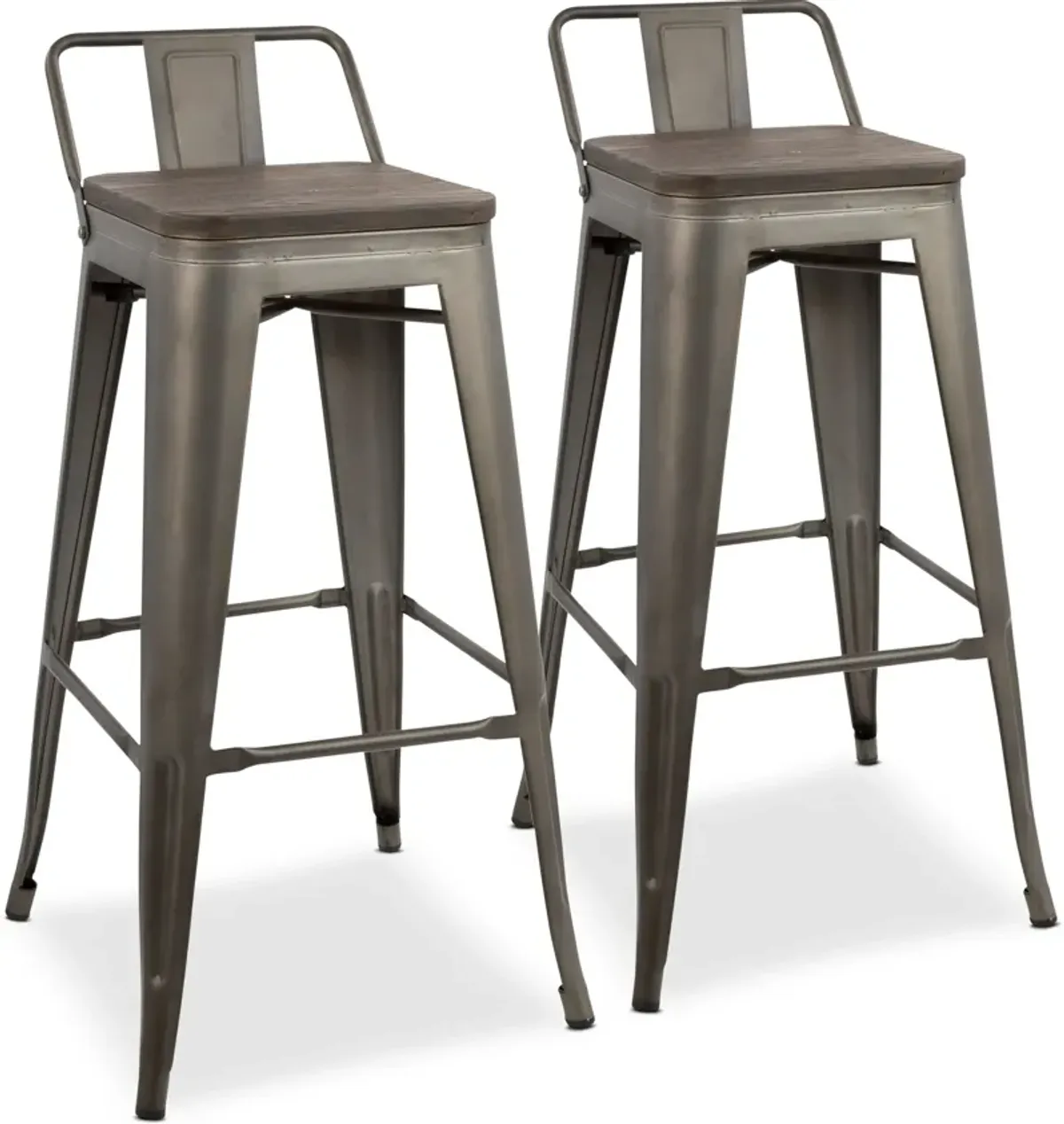 Dax Set of 2 Low Back Bar Stools - Antique Gray