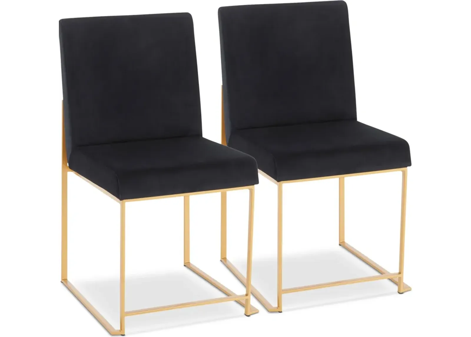 Reine Set of 2 Velvet Dining Chairs - Gold/Black