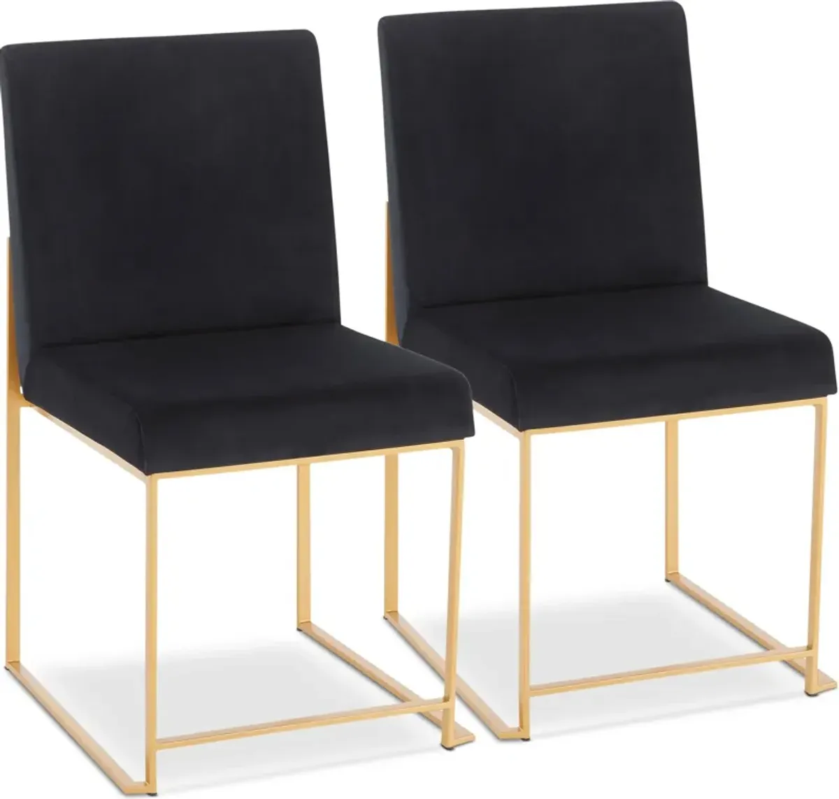 Reine Set of 2 Velvet Dining Chairs - Gold/Black