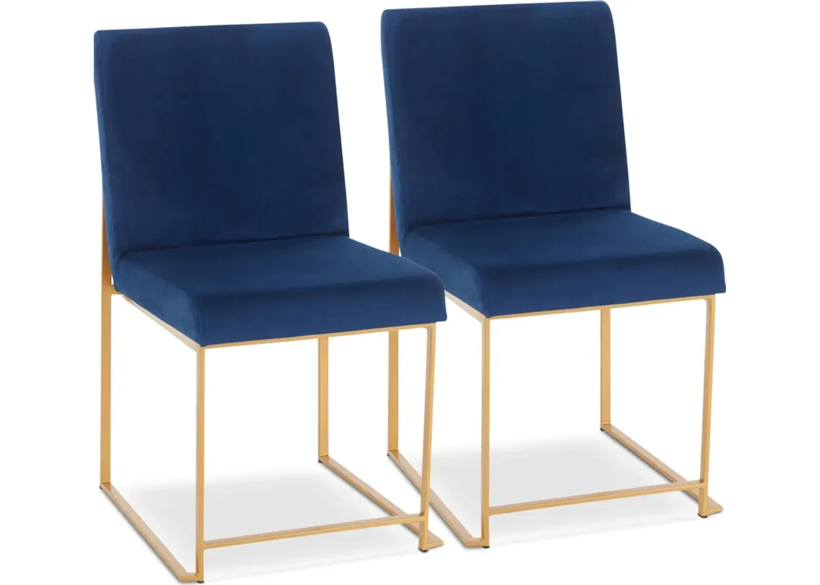 Reine Set of 2 Velvet Dining Chairs - Gold/Blue