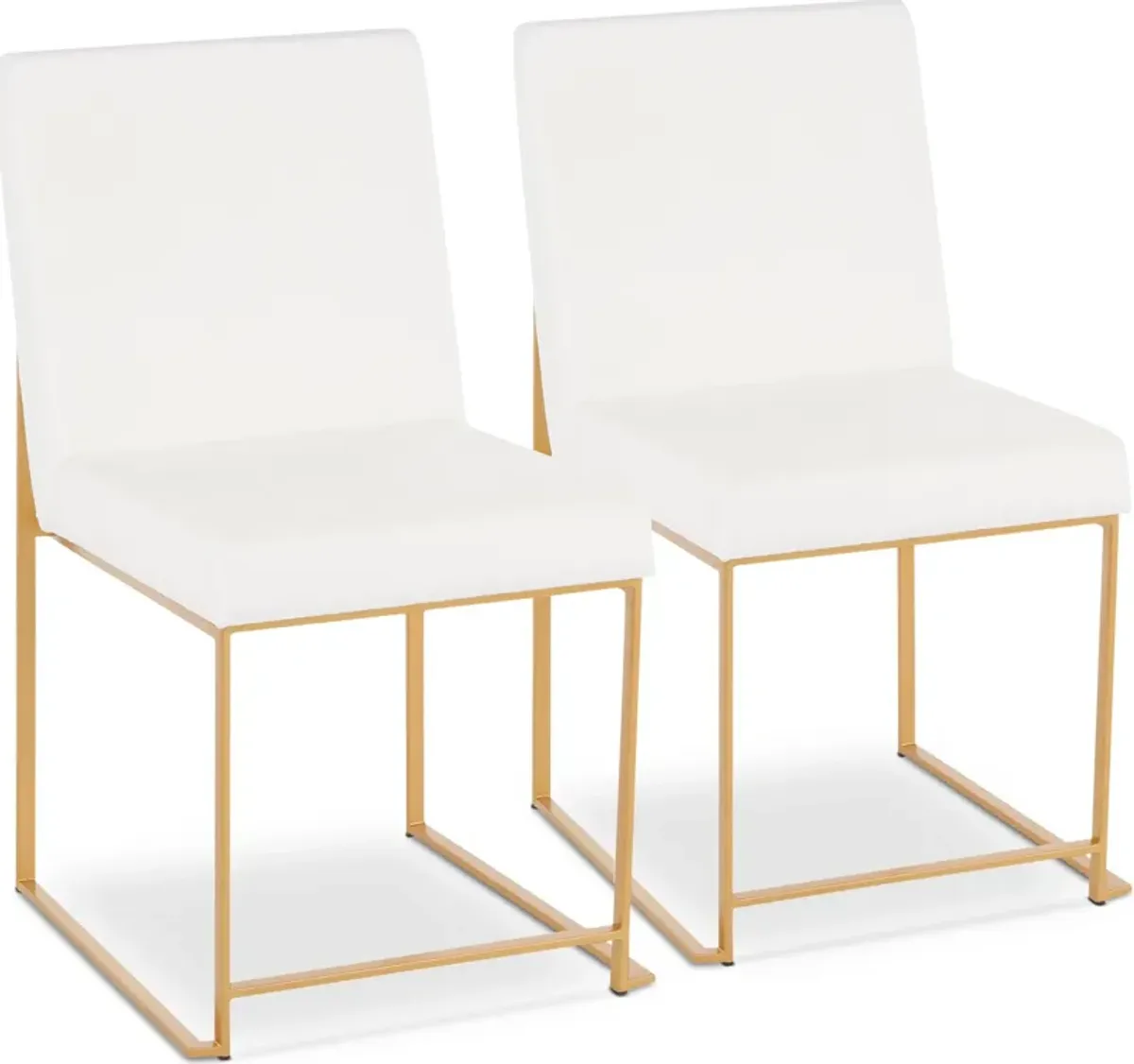 Reine Set of 2 Velvet Dining Chairs - Gold/White