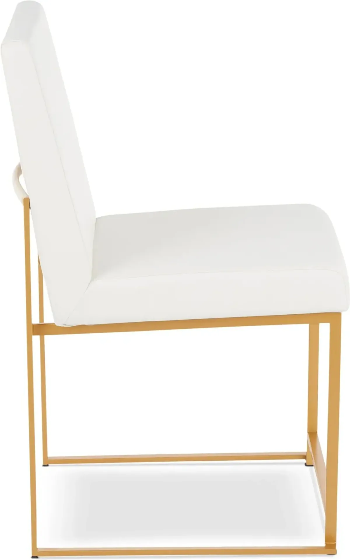 Reine Set of 2 Vegan Leather Dining Chairs - Gold/White