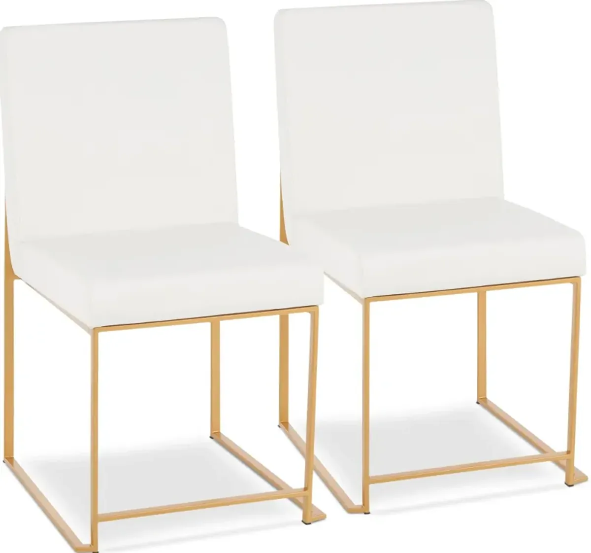 Reine Set of 2 Vegan Leather Dining Chairs - Gold/White