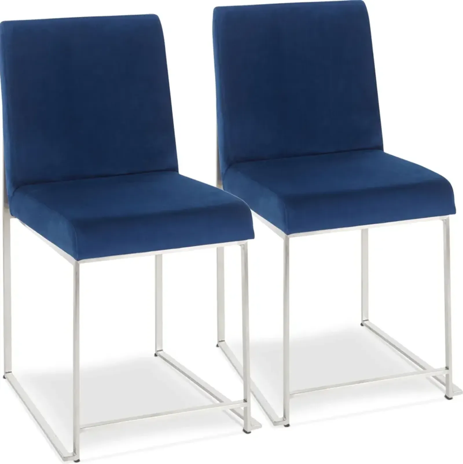 Reine Set of 2 Velvet Dining Chairs - Steel/Blue