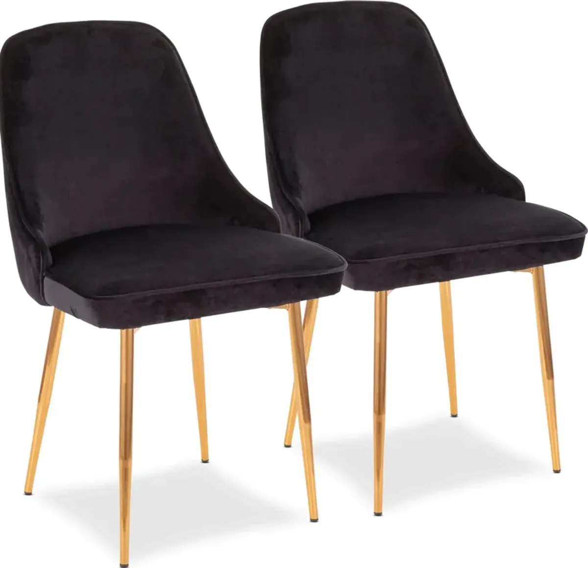 Ali Set of 2 Dining Chairs - Black Velvet/Gold Metal