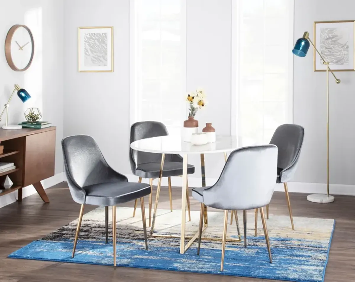 Ali Set of 2 Dining Chairs - Blue Velvet/Gold Metal
