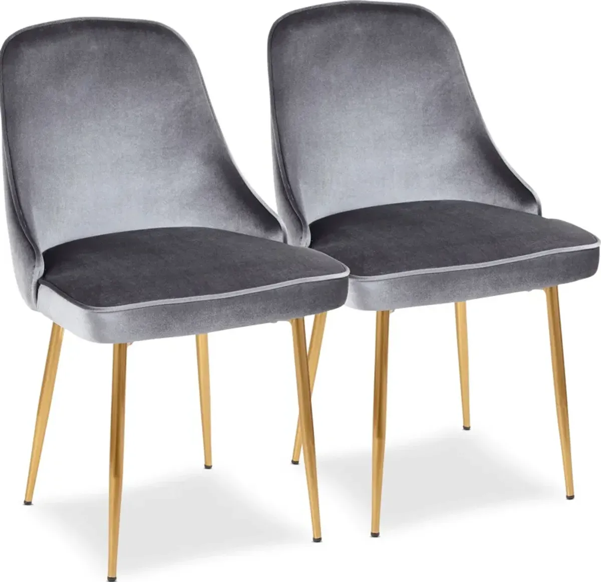 Ali Set of 2 Dining Chairs - Blue Velvet/Gold Metal