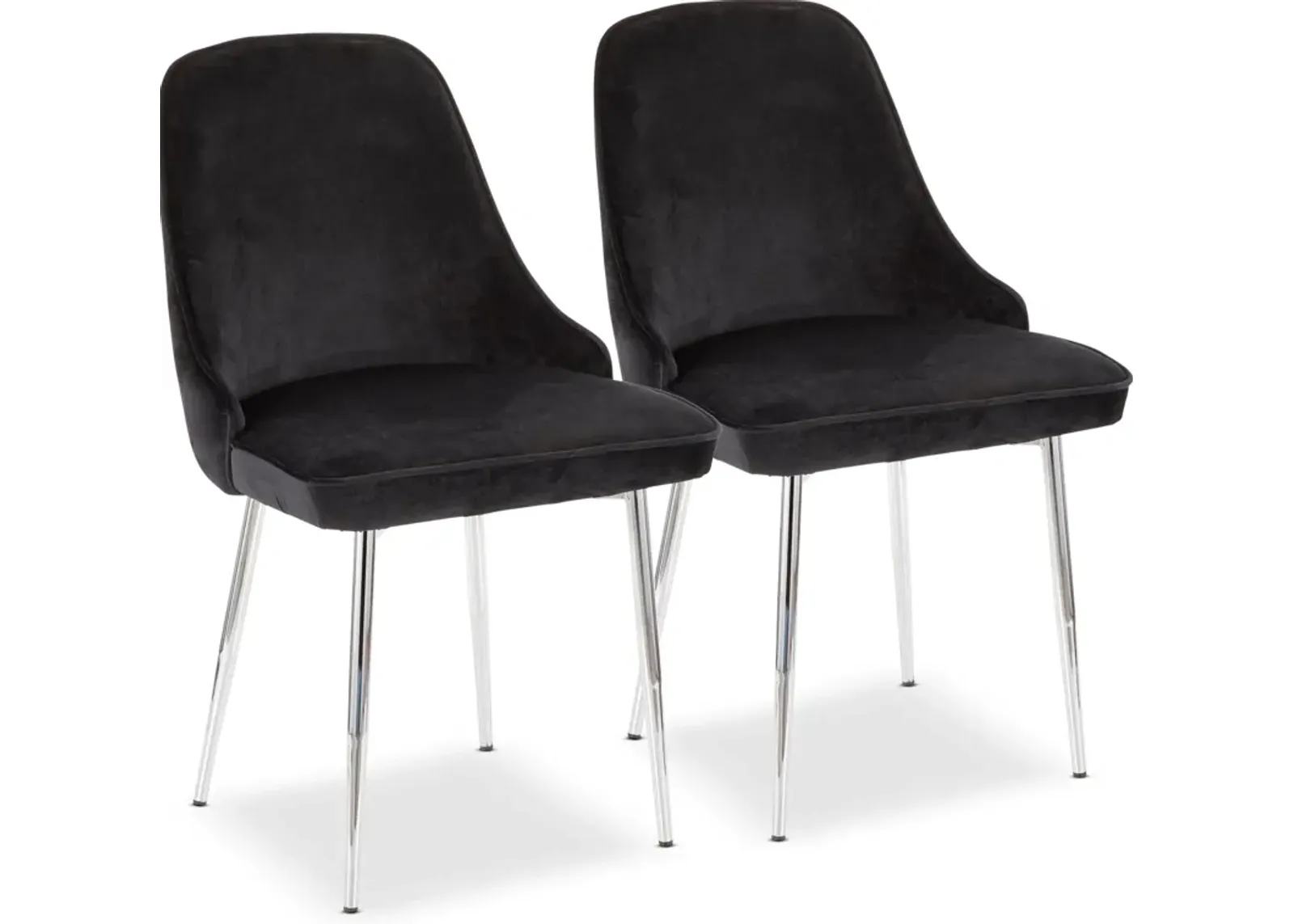 Ali Set of 2 Dining Chairs - Black Velvet/Chrome