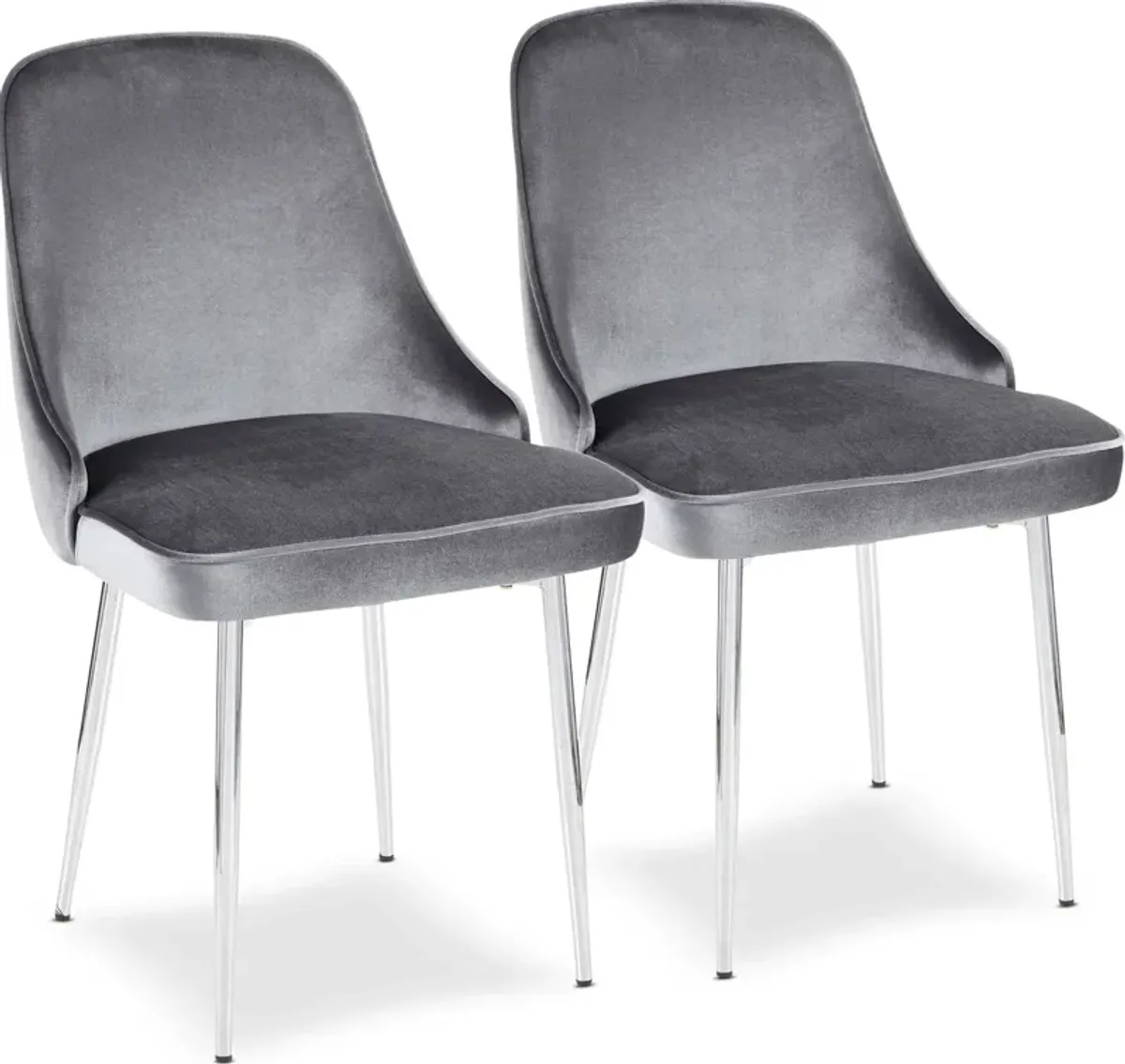 Ali Set of 2 Dining Chairs - Blue Velvet/Chrome