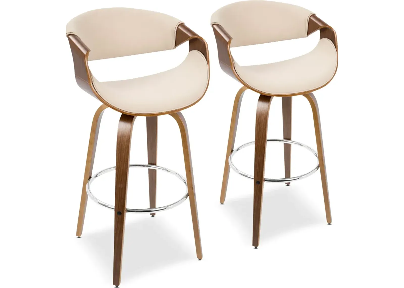 Leo Set of 2 Swivel Bar Stools - Cream