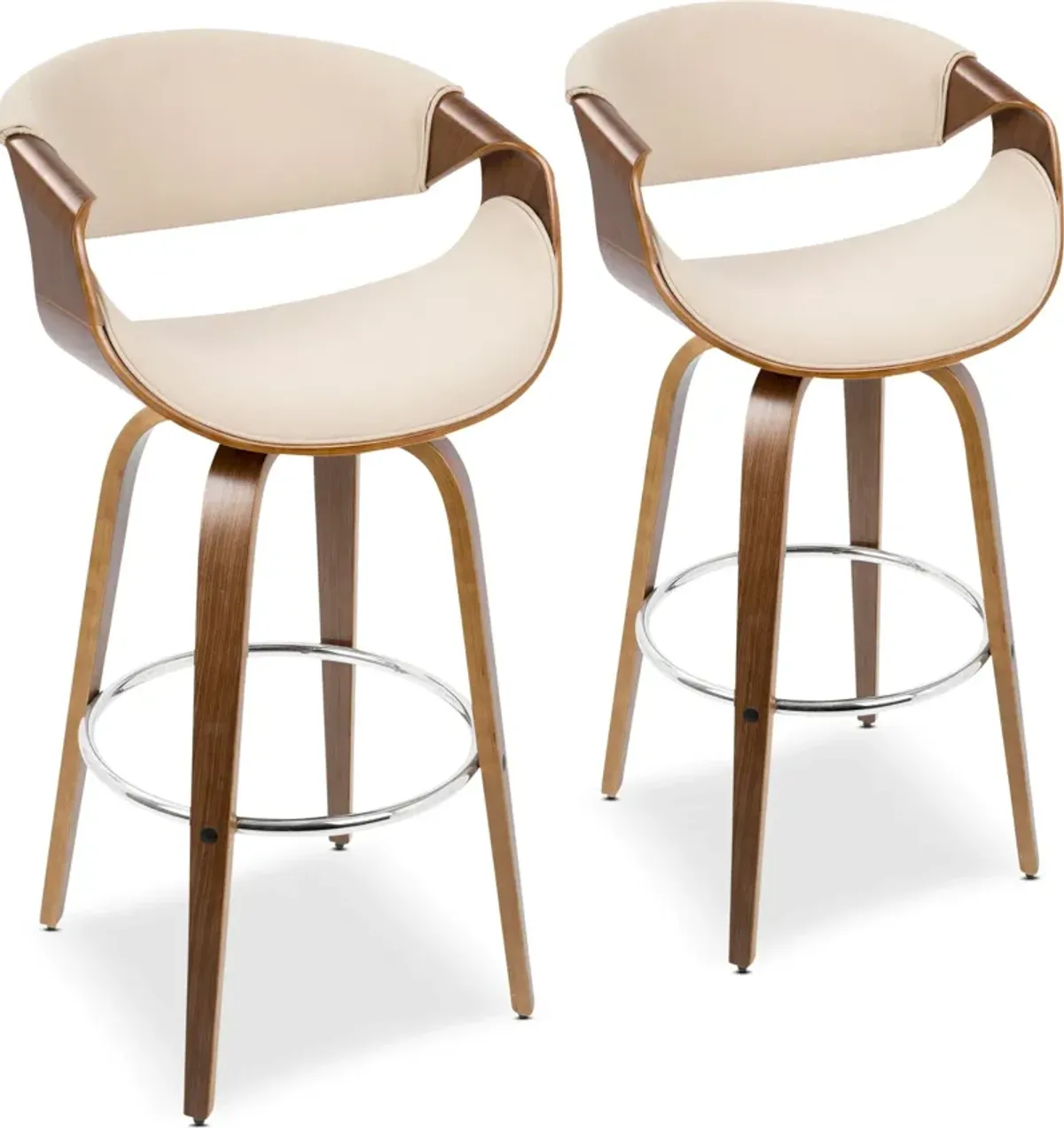 Leo Set of 2 Swivel Bar Stools - Cream