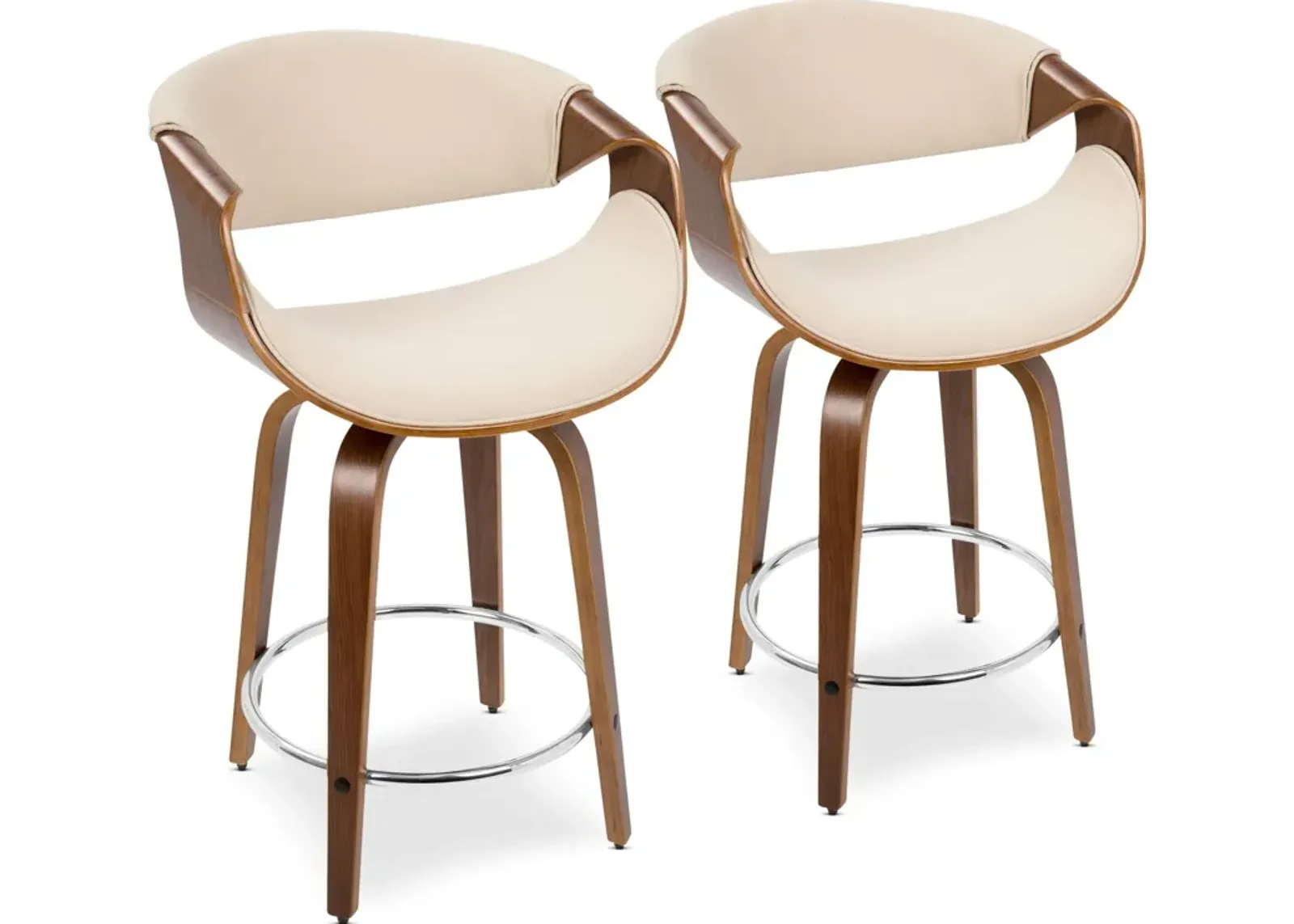 Leo Set of 2 Swivel Counter-Height Stools - Cream