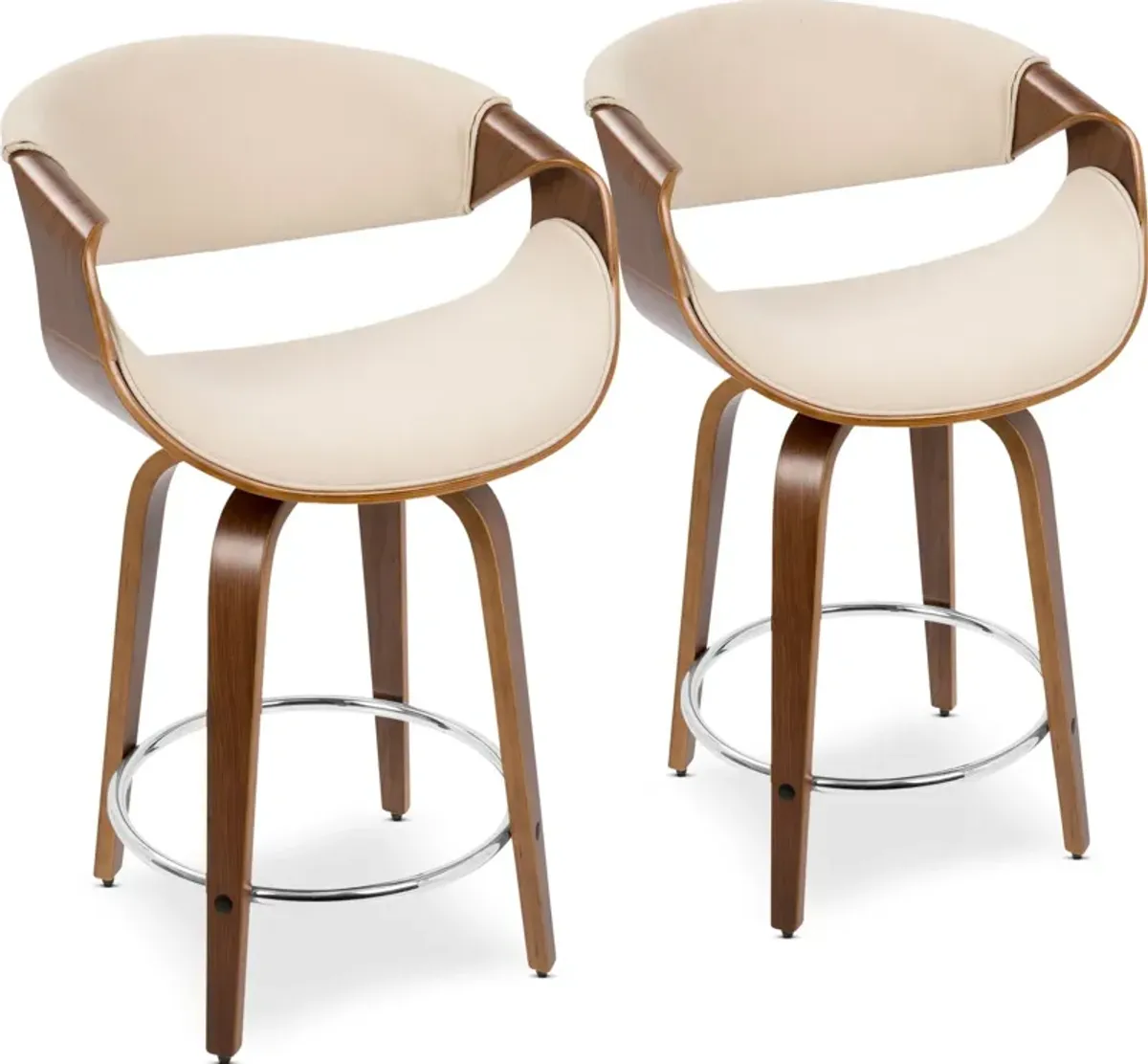 Leo Set of 2 Swivel Counter-Height Stools - Cream