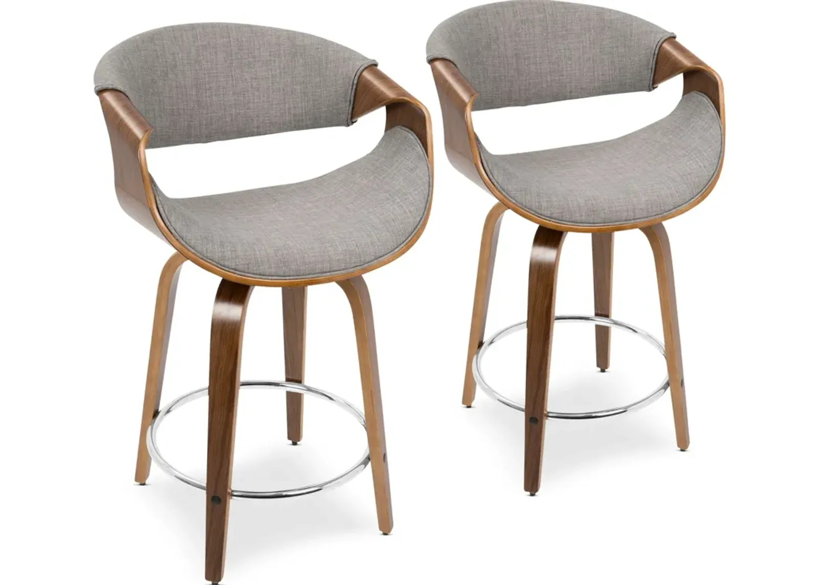 Leo Set of 2 Swivel Counter-Height Stools - Gray