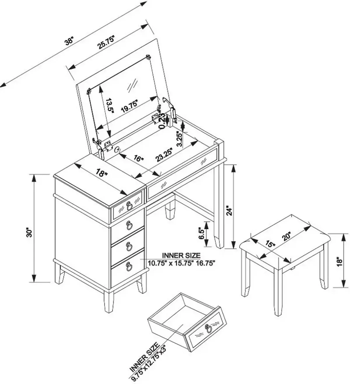 Jenna Vanity Desk and Stool