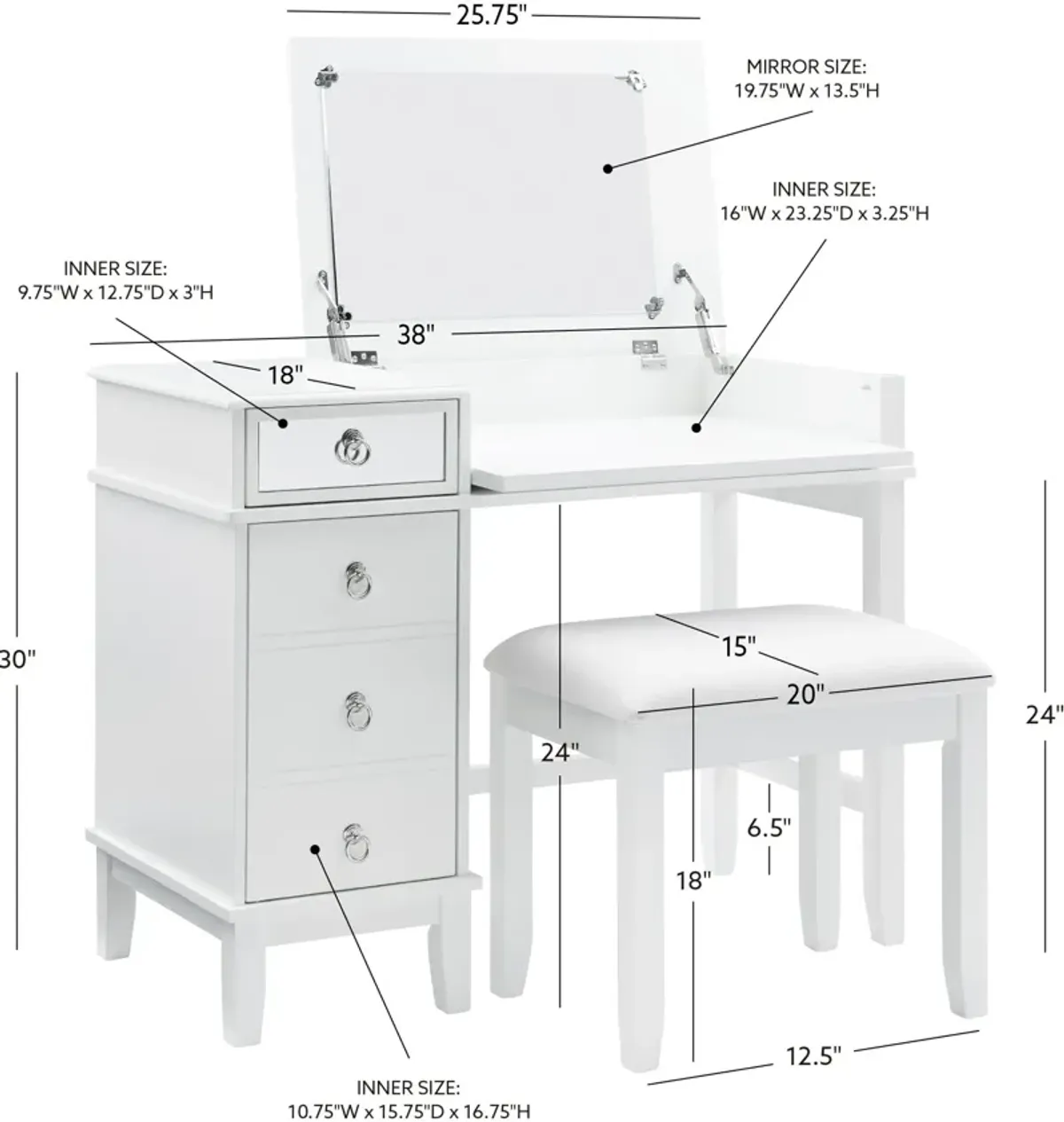 Jenna Vanity Desk and Stool