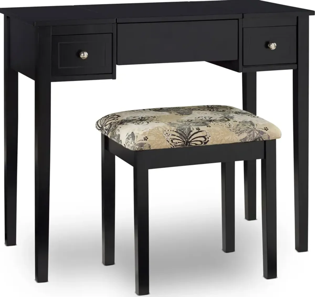 Butterfly Vanity Desk and Stool - Black