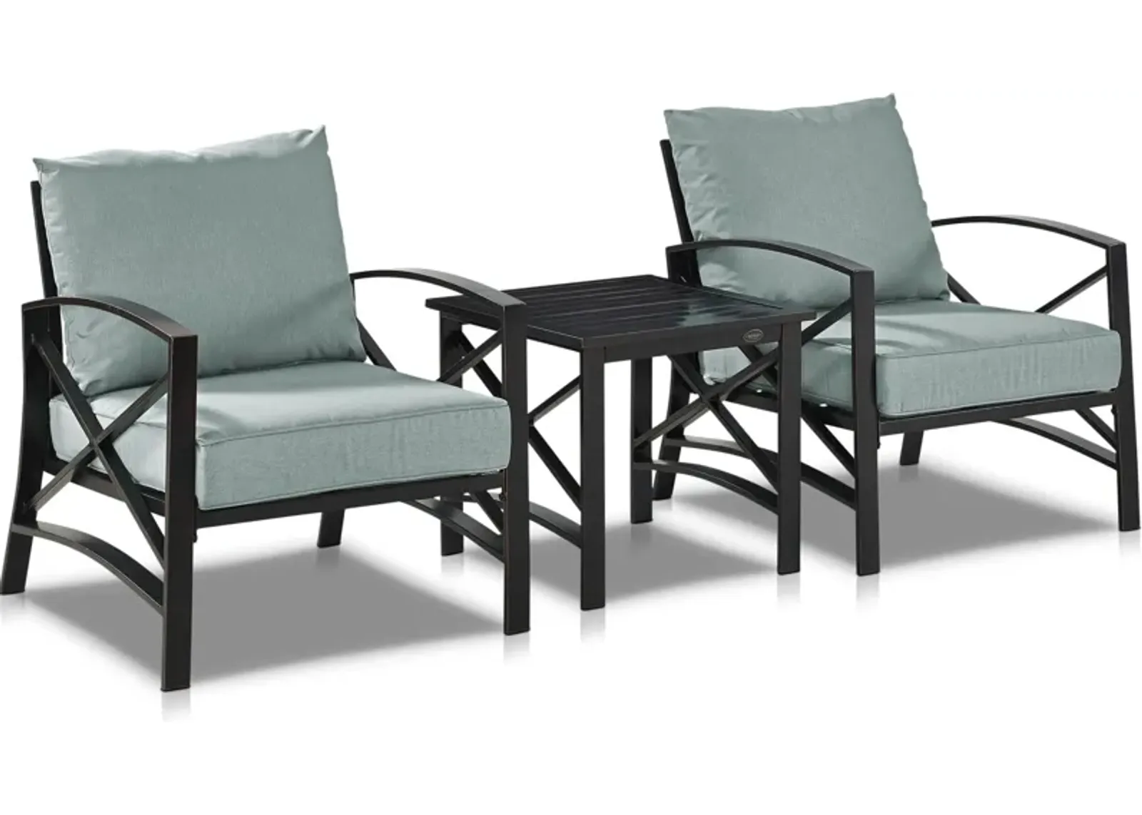 Clarion Set of 2 Outdoor Chairs and End Table - Mist/Bronze