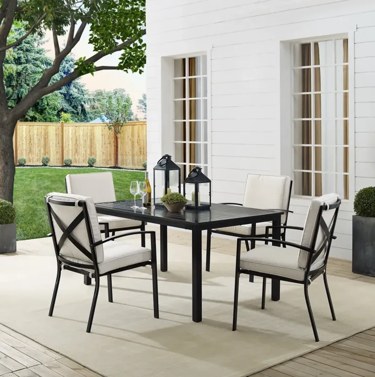 Clarion Outdoor Dining Table and 4 Dining Chairs - Oatmeal