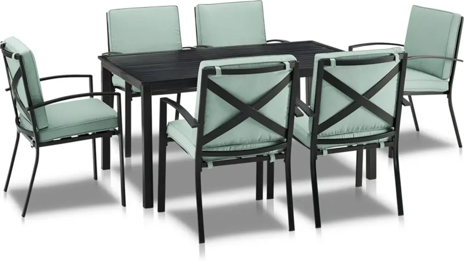 Clarion Outdoor Dining Table and 6 Dining Chairs - Mist