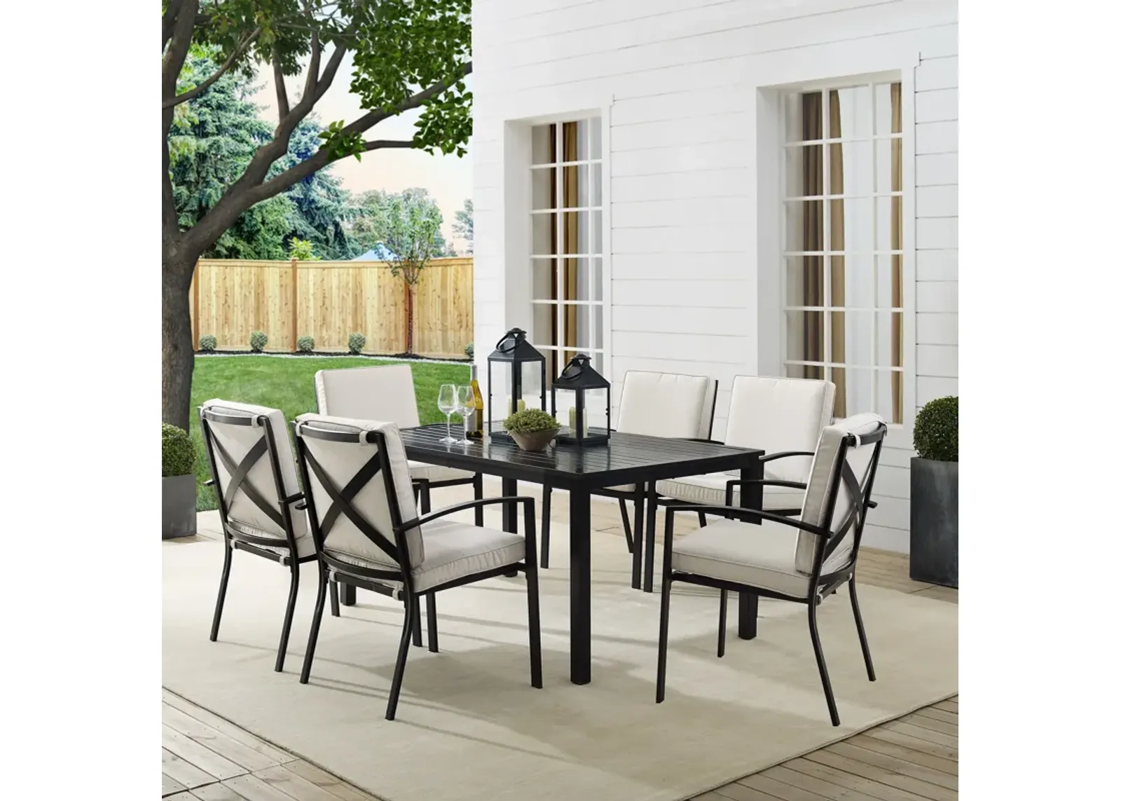 Clarion Outdoor Dining Table and 6 Dining Chairs - Oatmeal