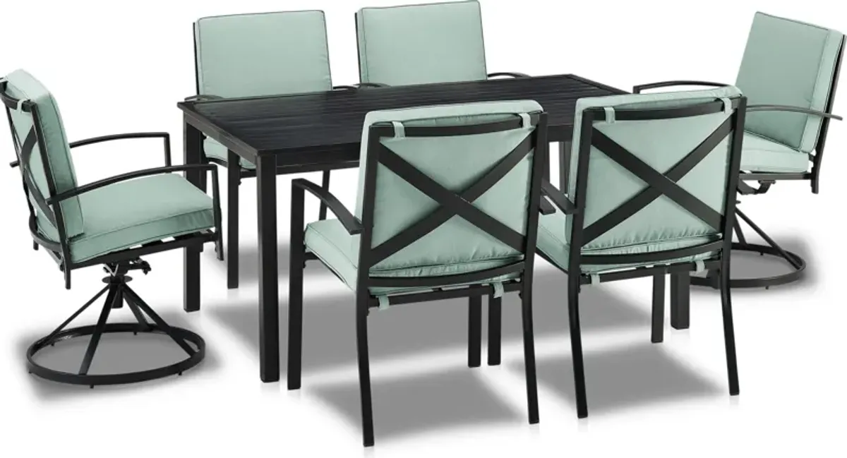 Clarion Outdoor Dining Table, 4 Dining Chairs and 2 Swivel Chairs - Mist