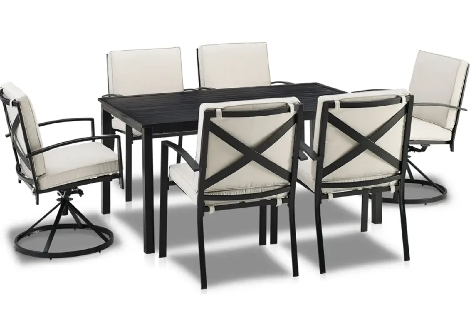 Clarion Outdoor Dining Table, 4 Dining Chairs and 2 Swivel Chairs - Oatmeal