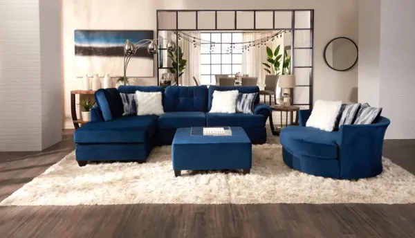 Cordelle 2-Piece Sectional with Left-Facing Chaise and Swivel Chair Set - Blue