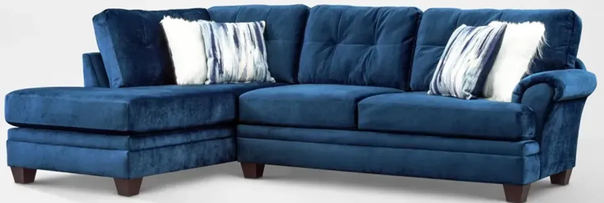 Cordelle 2-Piece Sectional with Left-Facing Chaise and Swivel Chair Set - Blue