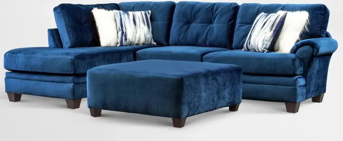 Cordelle 2-Piece Sectional with Right-Facing Chaise and Ottoman  - Blue