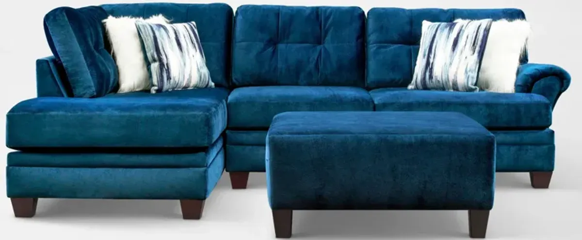 Cordelle 2-Piece Sectional with Left-Facing Chaise and Ottoman - Blue