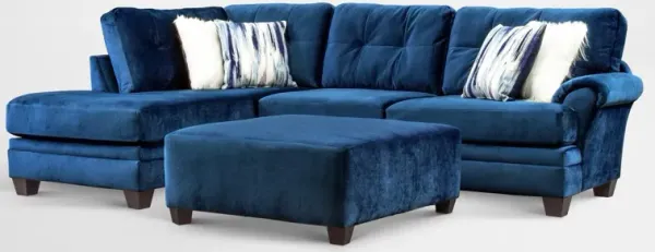 Cordelle 2-Piece Sectional with Left-Facing Chaise and Ottoman - Blue