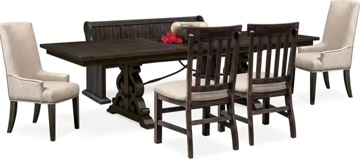 Charthouse Rectangular Extendable Dining Table, 2 Host Chairs, 2 Dining Chairs and Bench - Charcoal