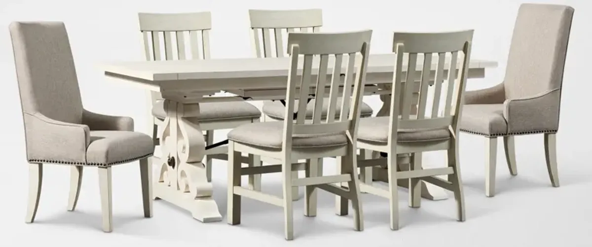 Charthouse Rectangular Extendable Dining Table, 2 Host Chairs and 4 Dining Chairs - Alabaster