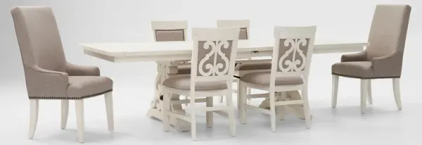 Charthouse Rectangular Extendable Dining Table, 2 Host Chairs and 4 Upholstered Dining Chairs - Alab