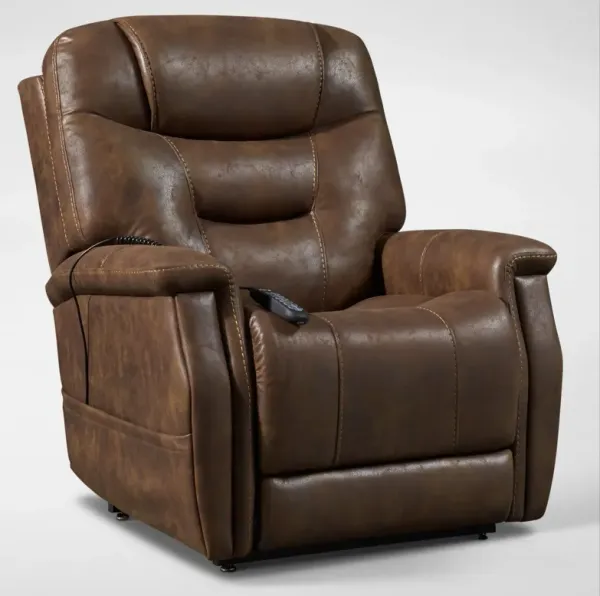 Cyrus Triple-Power Heated Lift Recliner - Brown