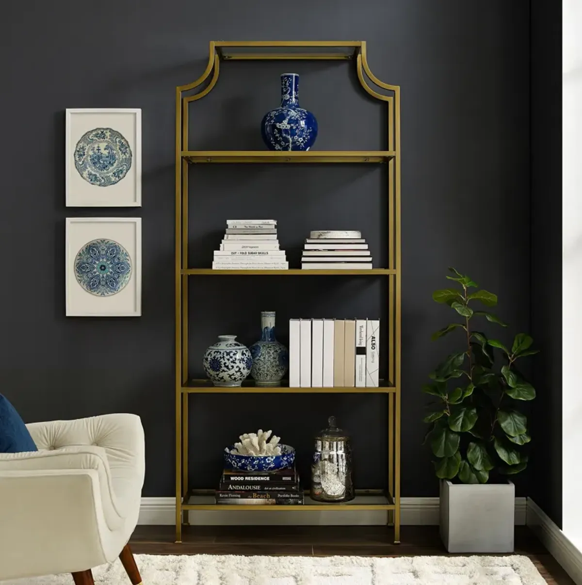 Shea Bookcase - Gold