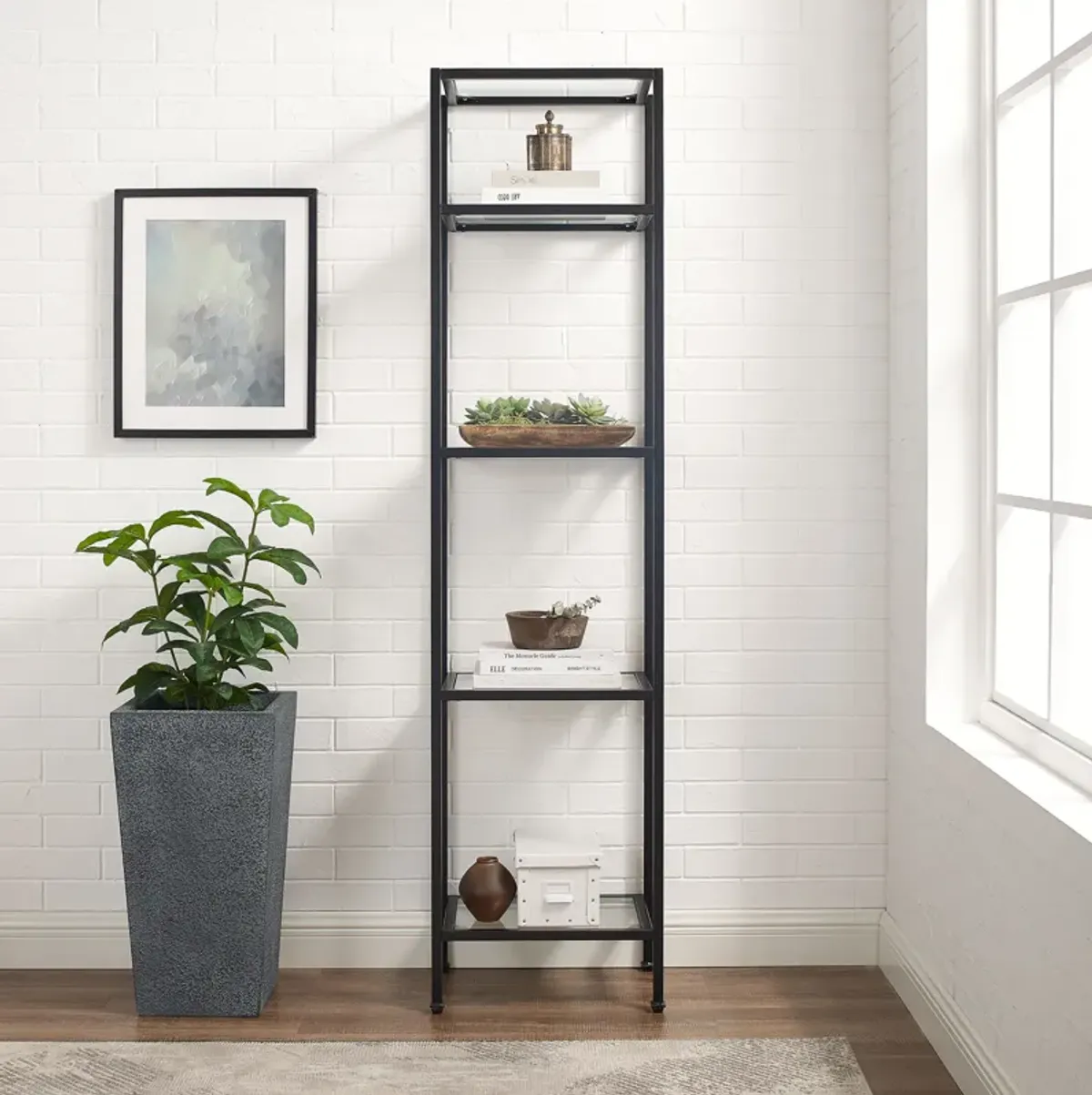 Shea Narrow Bookcase - Bronze