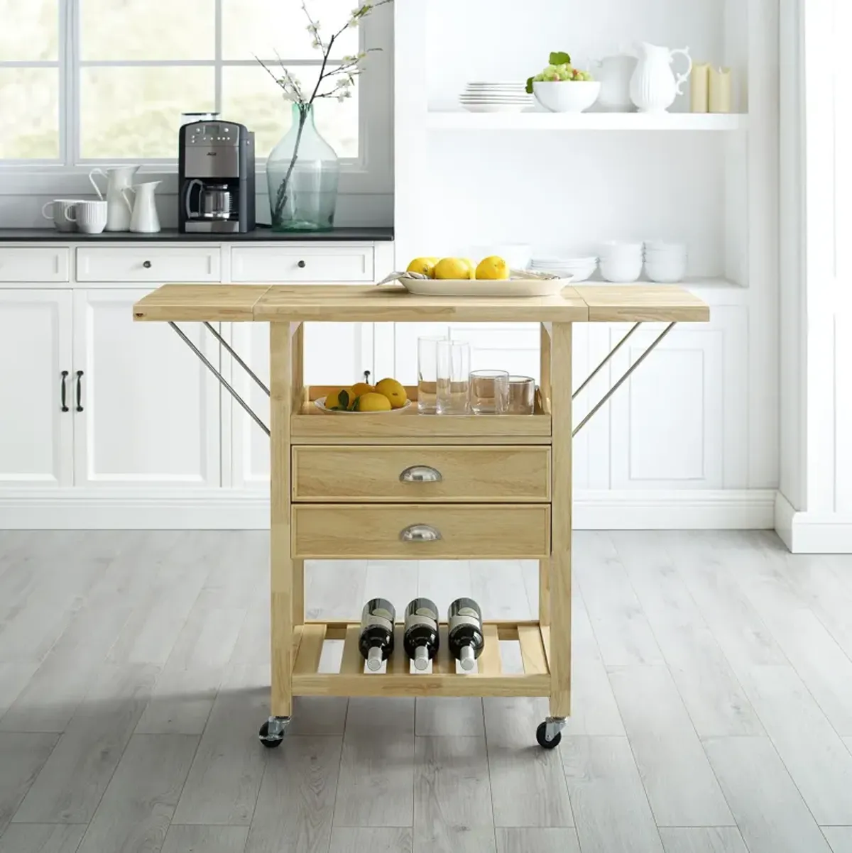 Nell Drop-Leaf Kitchen Cart - Natural